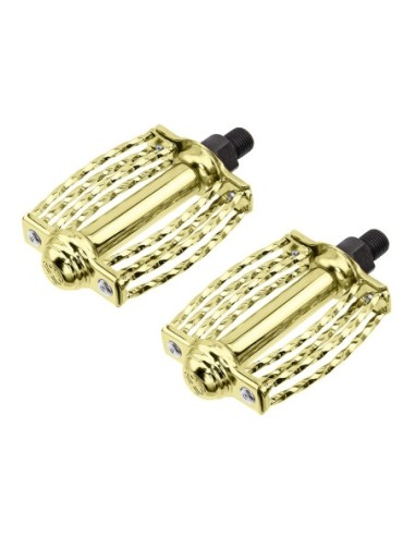 Double Square Round Twisted Pedals1/2 Gold.